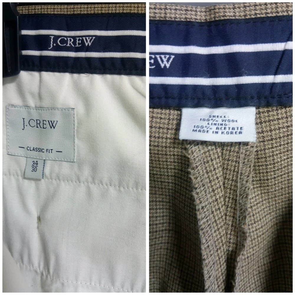 J Crew Classic Fit Dress Pants 34W